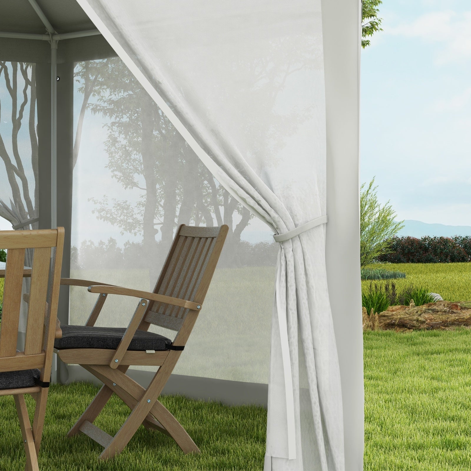 Outsunny 13' X 11' Outdoor Party Tent, Hexagon Sun Shade Shelter Canopy With Protective Mesh Screen - Outdoor Chilling