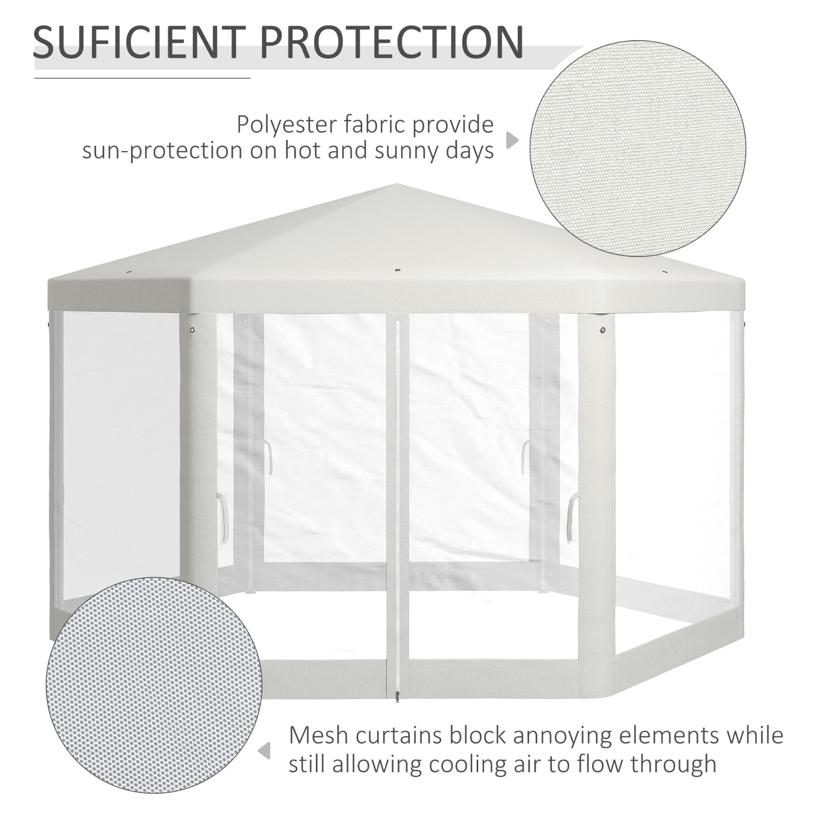 Outsunny 13' X 11' Outdoor Party Tent, Hexagon Sun Shade Shelter Canopy With Protective Mesh Screen - Outdoor Chilling