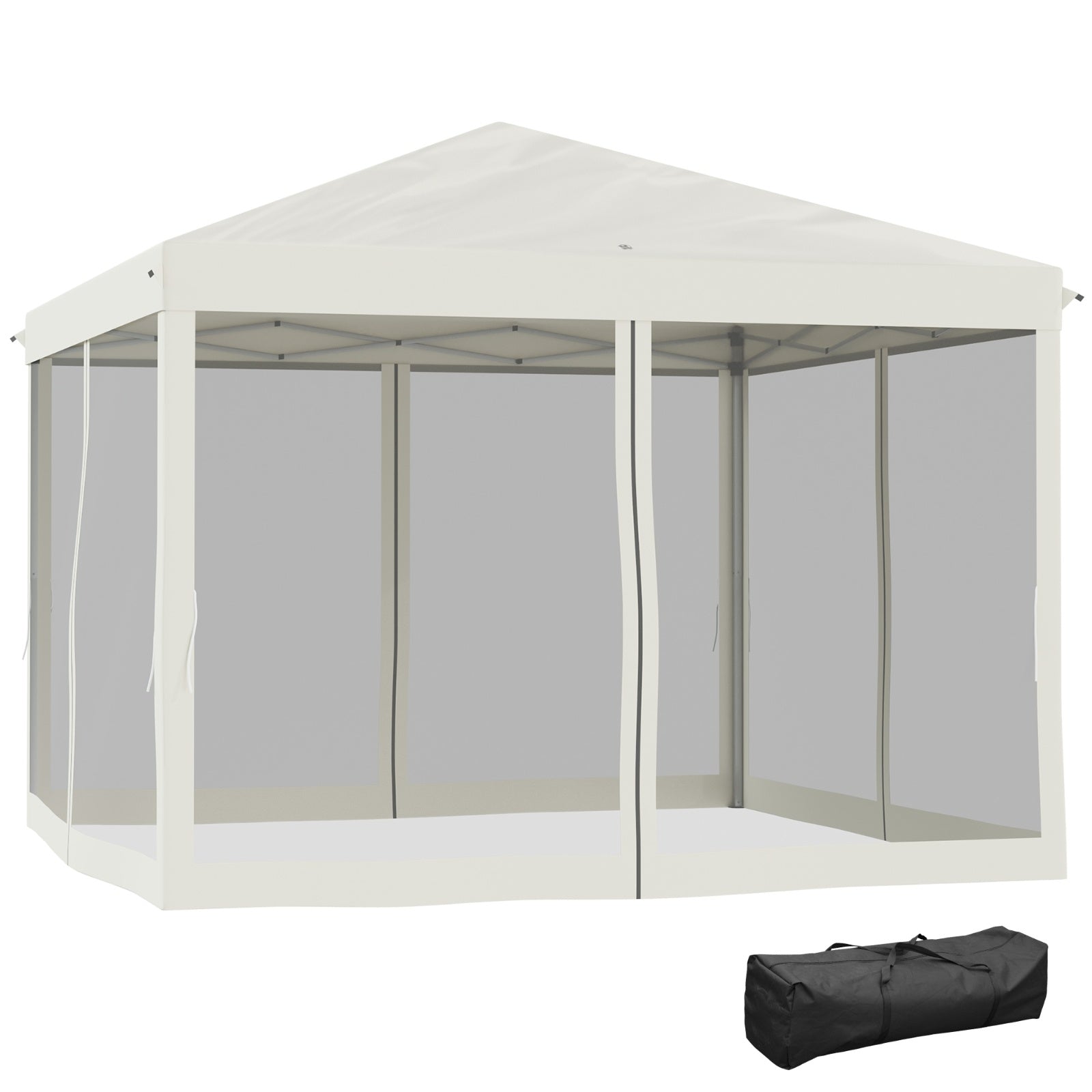 Outsunny 10' X 10' Pop Up Canopy Tent With Netting, Instant Gazebo, Ez Up Screen House Room With Car - Outdoor Chilling