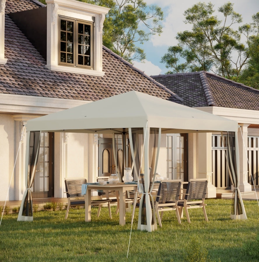 Outsunny 10' X 10' Pop Up Canopy Tent With Netting, Instant Gazebo, Ez Up Screen House Room With Car - Outdoor Chilling