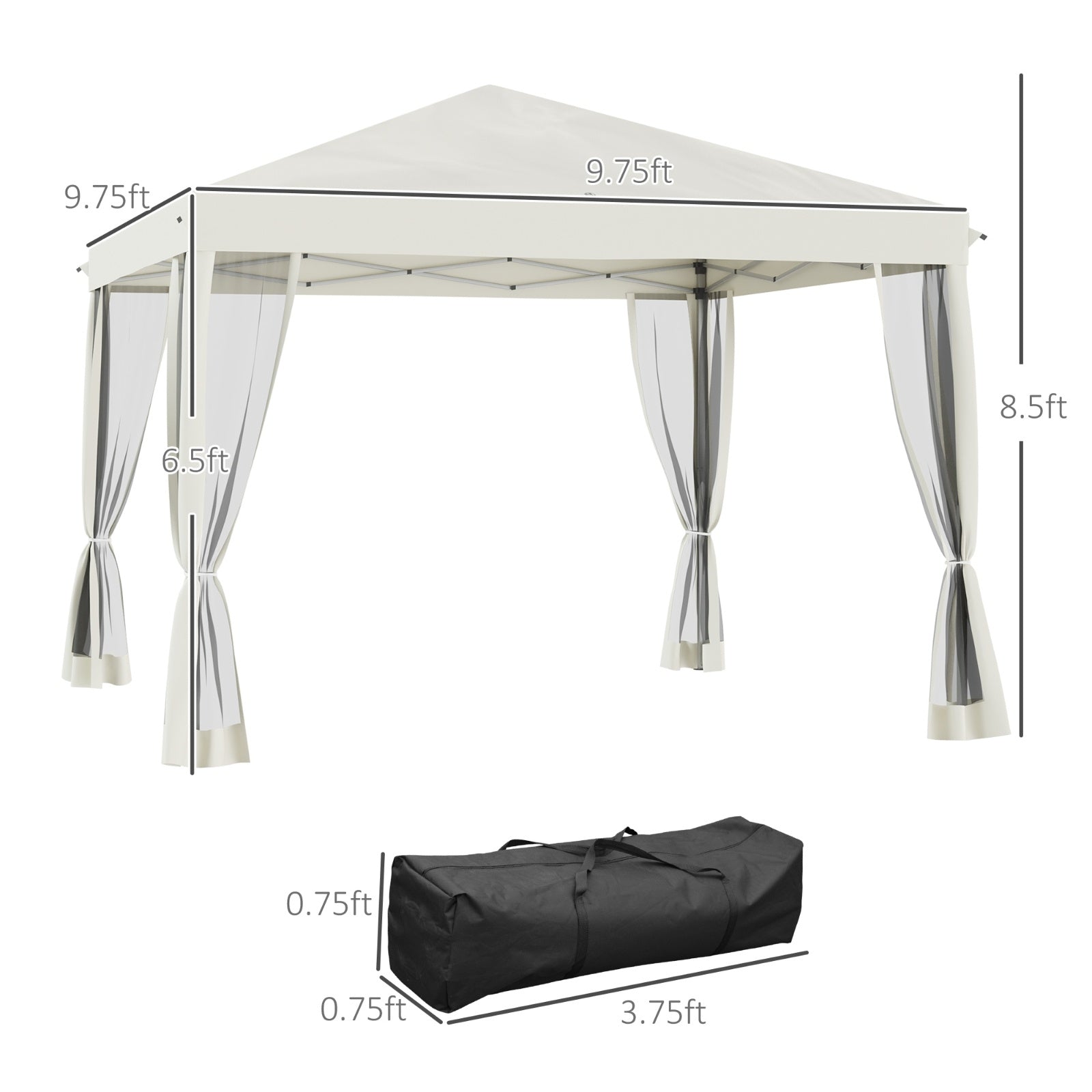 Outsunny 10' X 10' Pop Up Canopy Tent With Netting, Instant Gazebo, Ez Up Screen House Room With Car - Outdoor Chilling