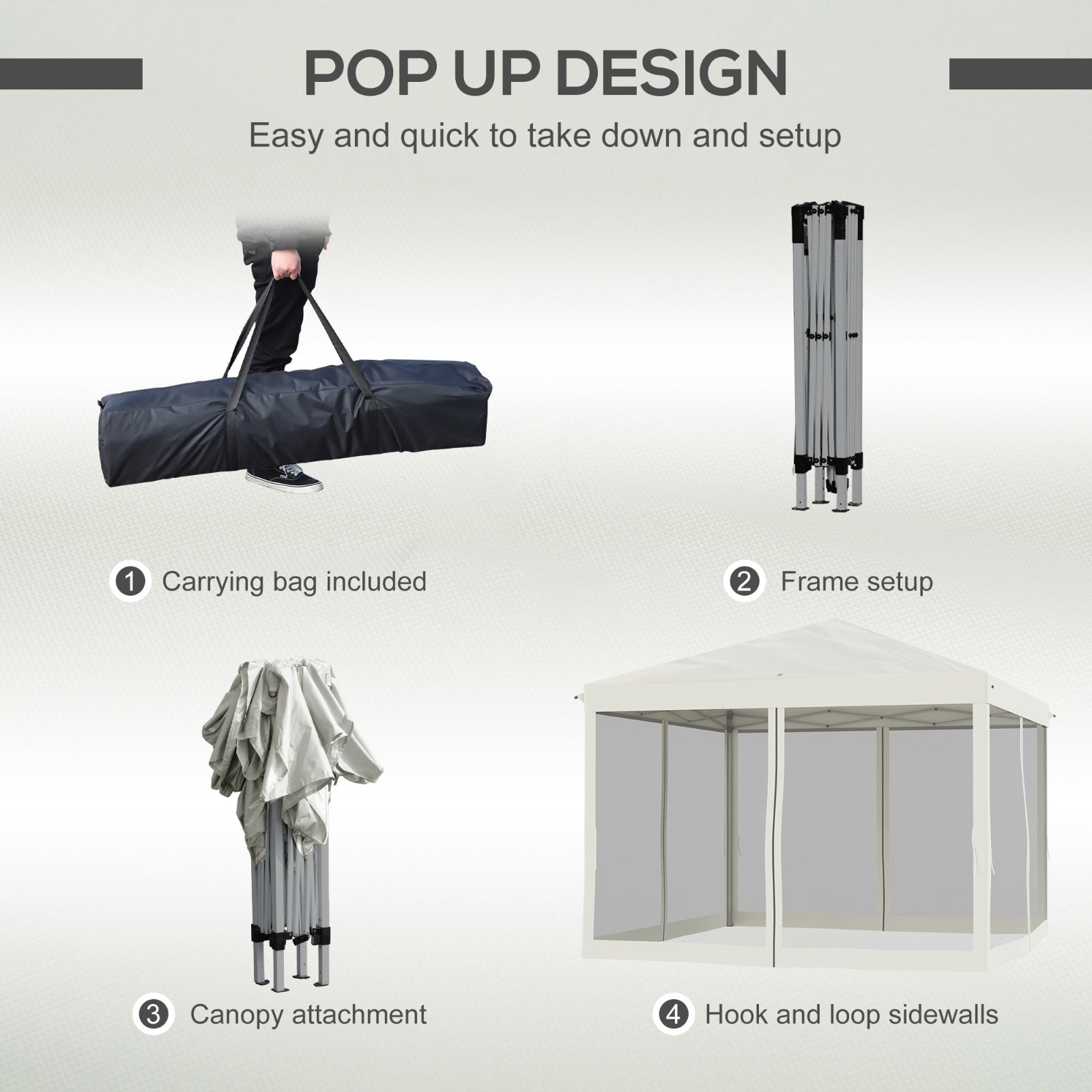 Outsunny 10' X 10' Pop Up Canopy Tent With Netting, Instant Gazebo, Ez Up Screen House Room With Car - Outdoor Chilling