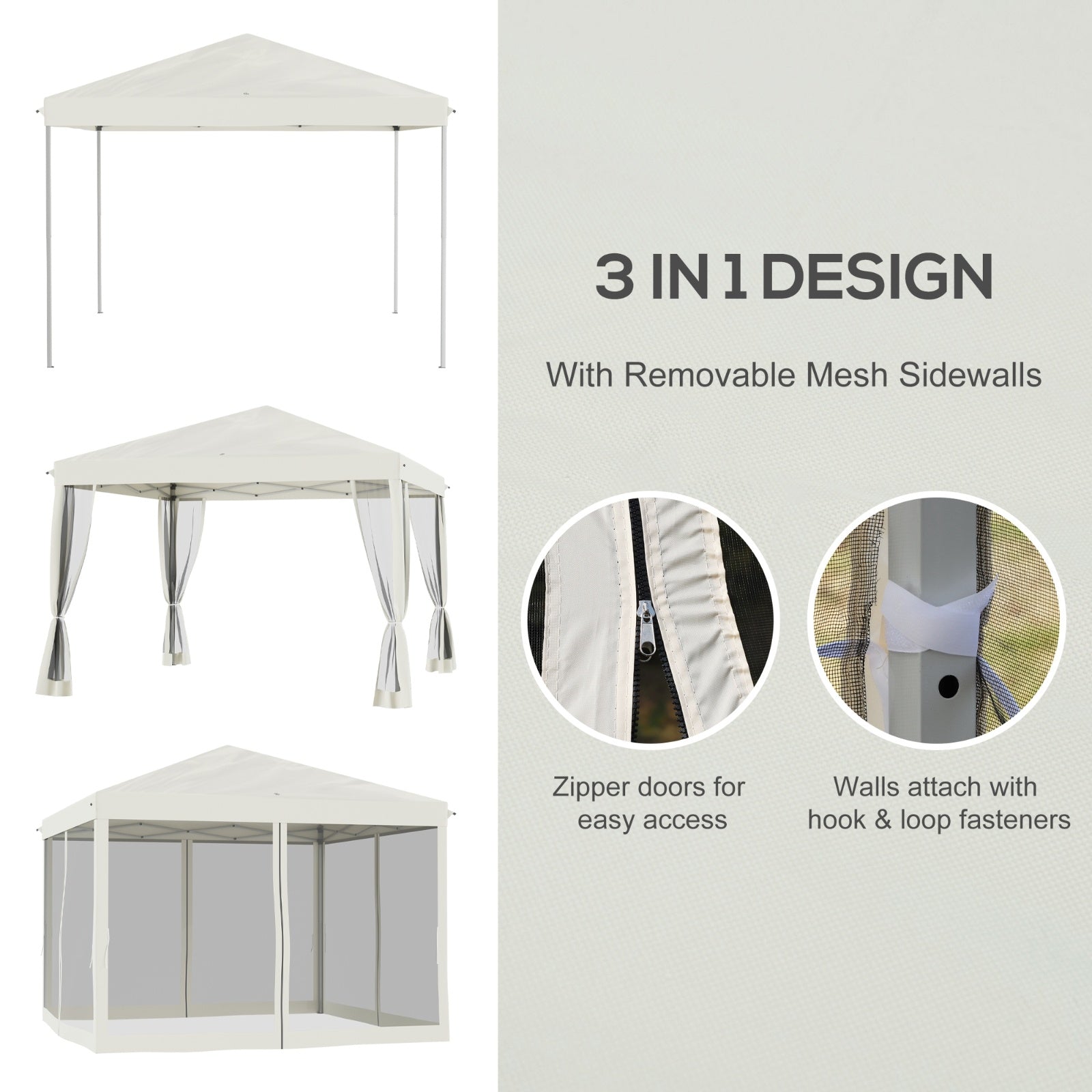 Outsunny 10' X 10' Pop Up Canopy Tent With Netting, Instant Gazebo, Ez Up Screen House Room With Car - Outdoor Chilling