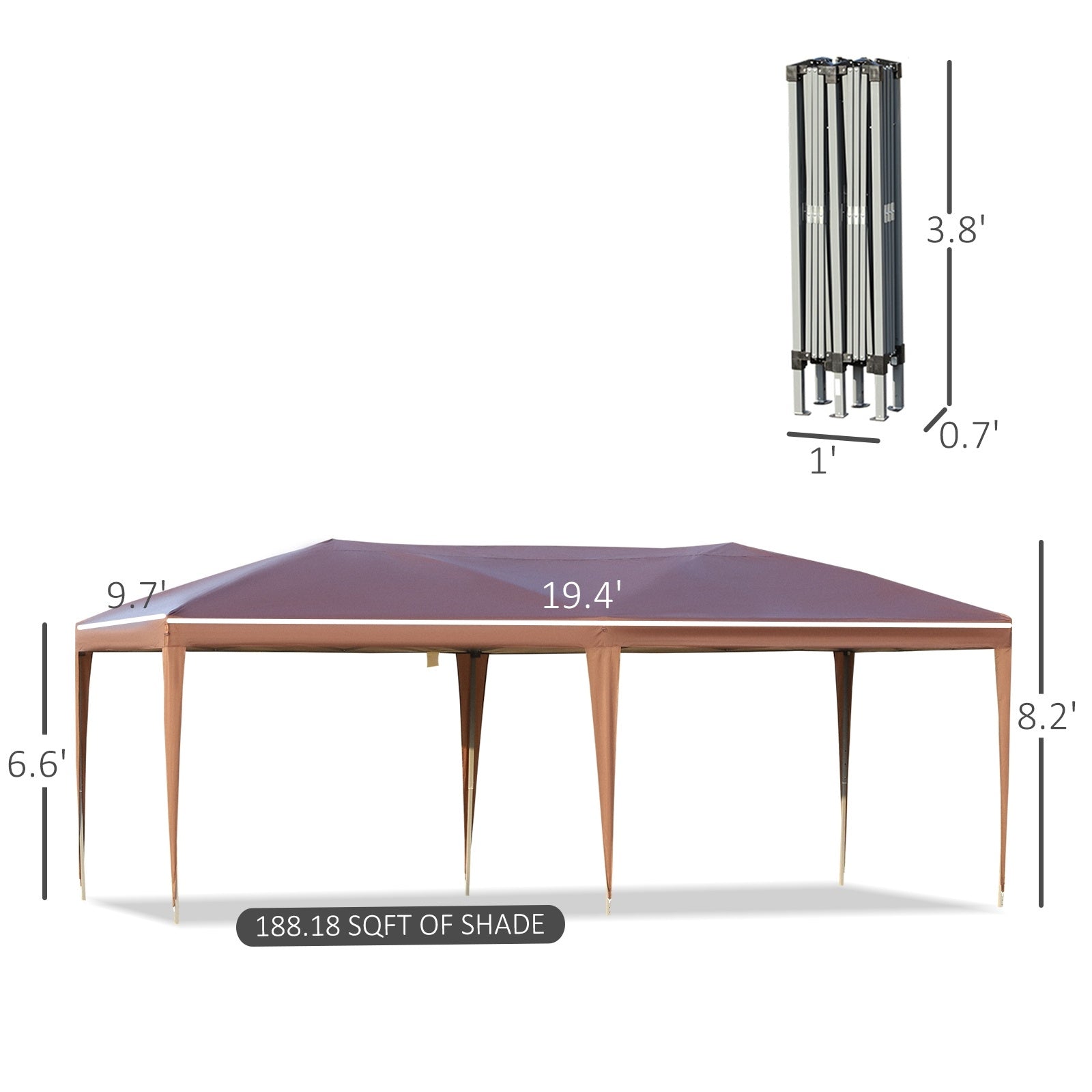 Outsunny 10' X 19.2' Pop Up Canopy Tent, Heavy Duty Tents For Parties, Outdoor Instant Gazebo Sun Shade - Outdoor Chilling