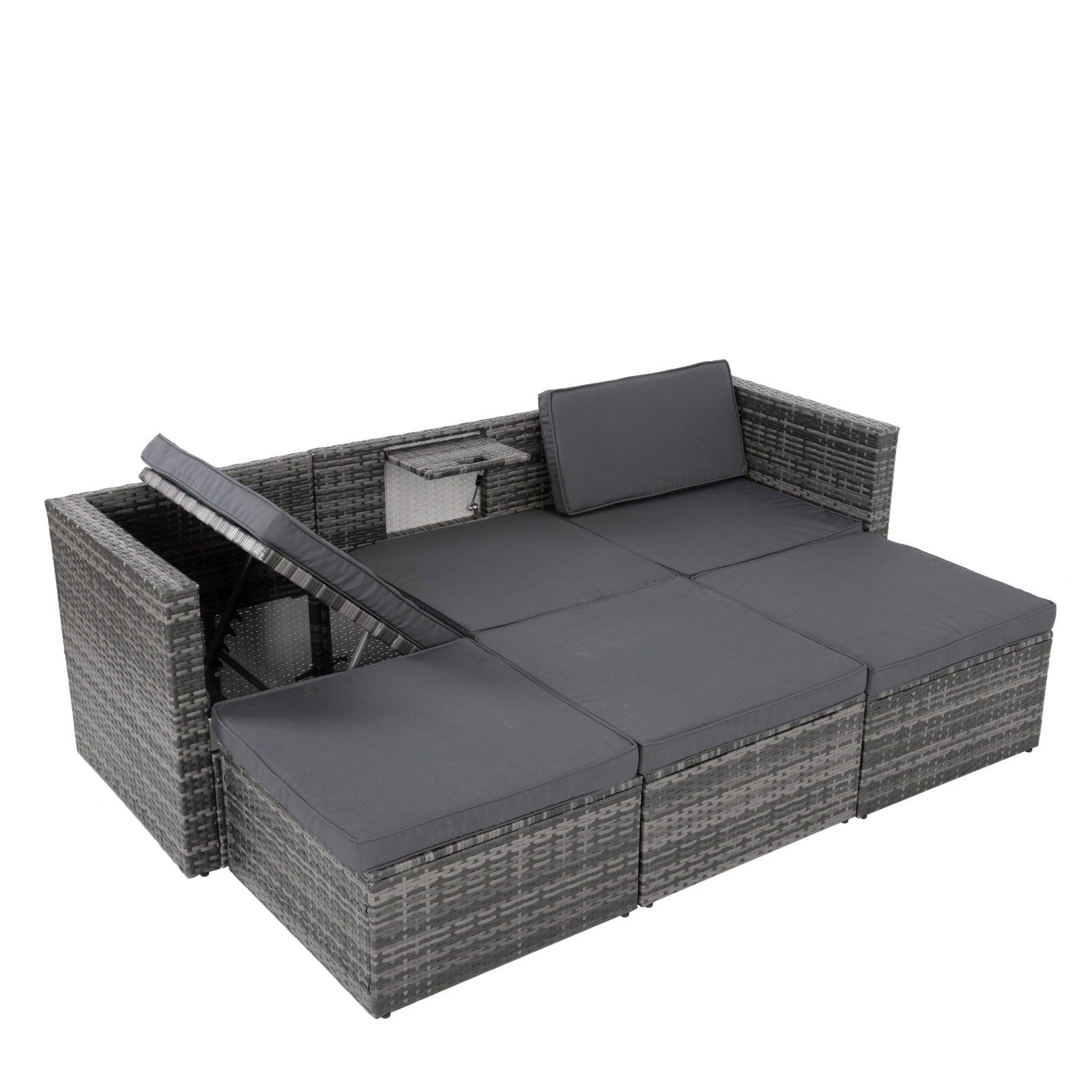 Patio Furniture, Outdoor Furniture, Seasonal PE Wicker Furniture,5 Set Wicker Furniture With Plywood - Outdoor Chilling