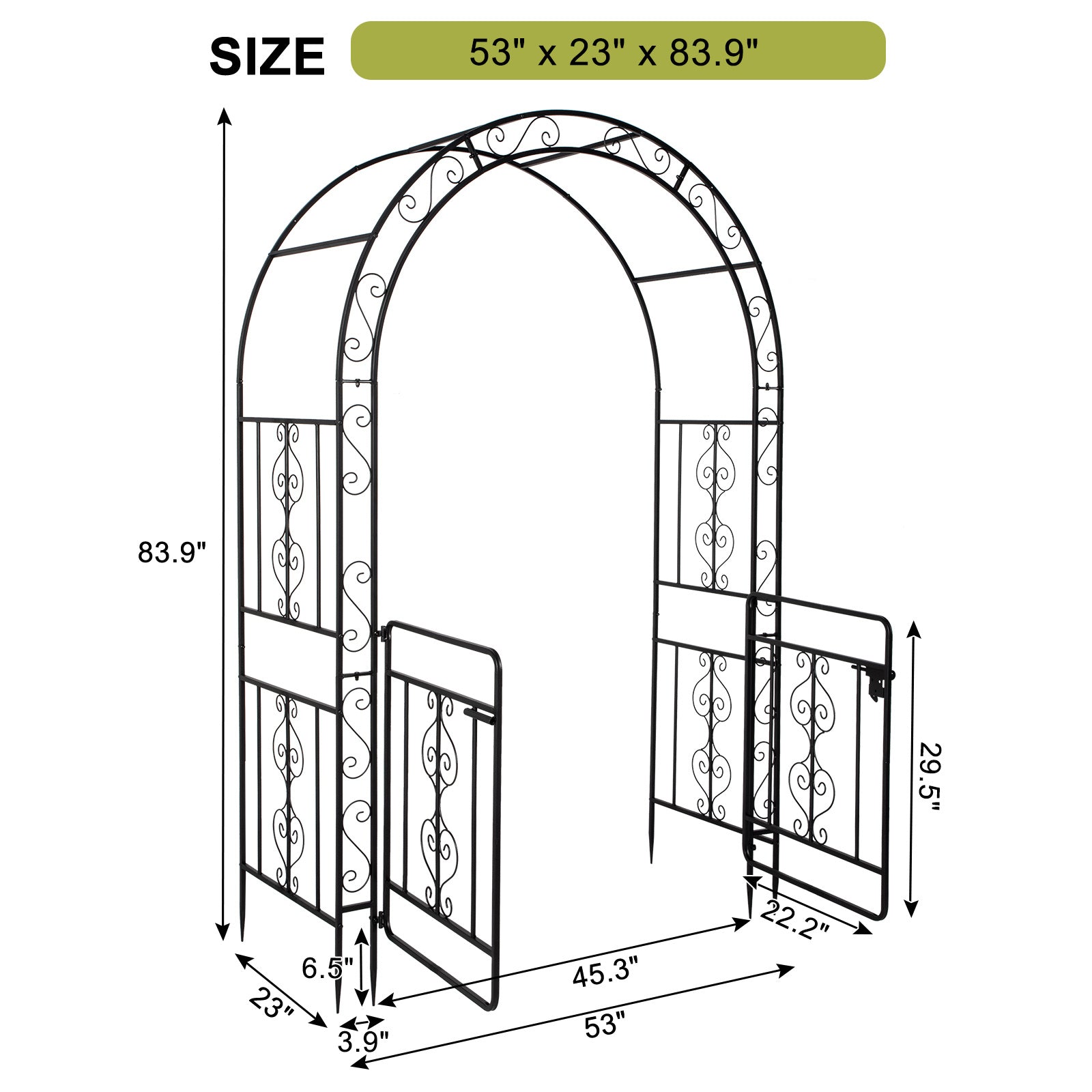 7ft, Black, Double-decked, Rounded Roof, With Door, Wrought Iron, Iron Arch, Courtyard - Outdoor Chilling