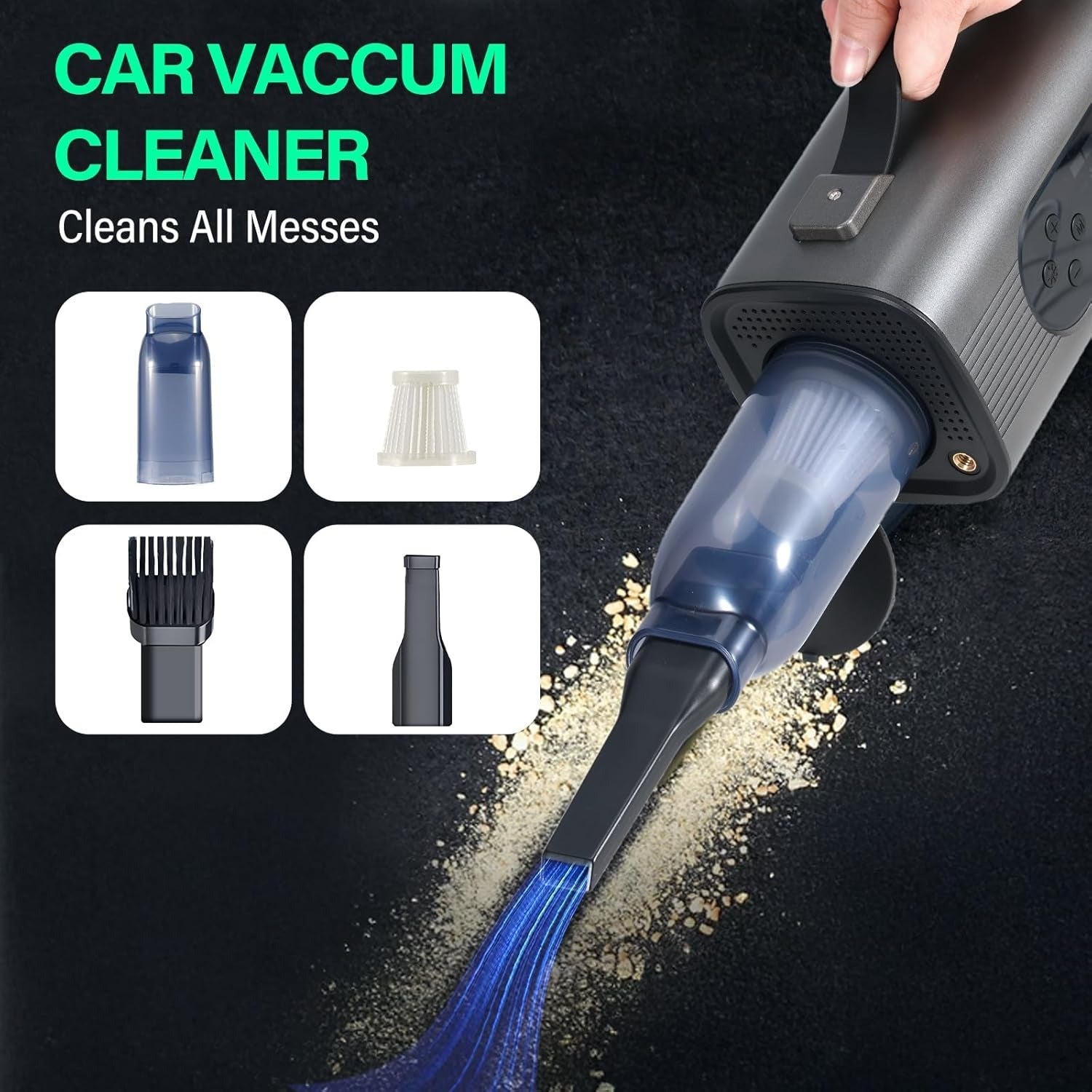 Newest 8 In 1 Portable Car Battery Starter With Air Compressor, Car Wireless Vacuum Cleaner 150PSI Car Battery Starter 12V With Large LCD Display - Outdoor Chilling