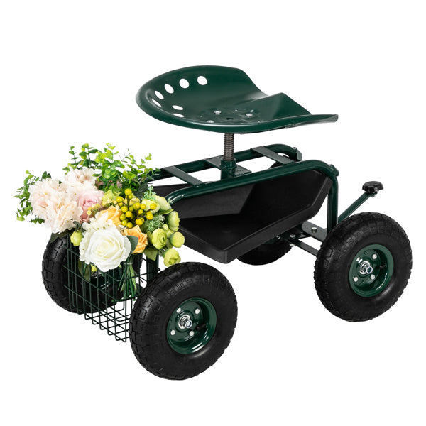 Deep Green Short Handle Garden Seat Car - Outdoor Chilling