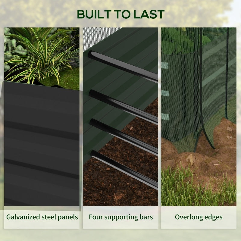 Galvanized Steel Planter Box With Crop Cage And Shade Cloth, Raised Garden Bed For Flowers, Veggies And Herbs, Gray - Outdoor Chilling