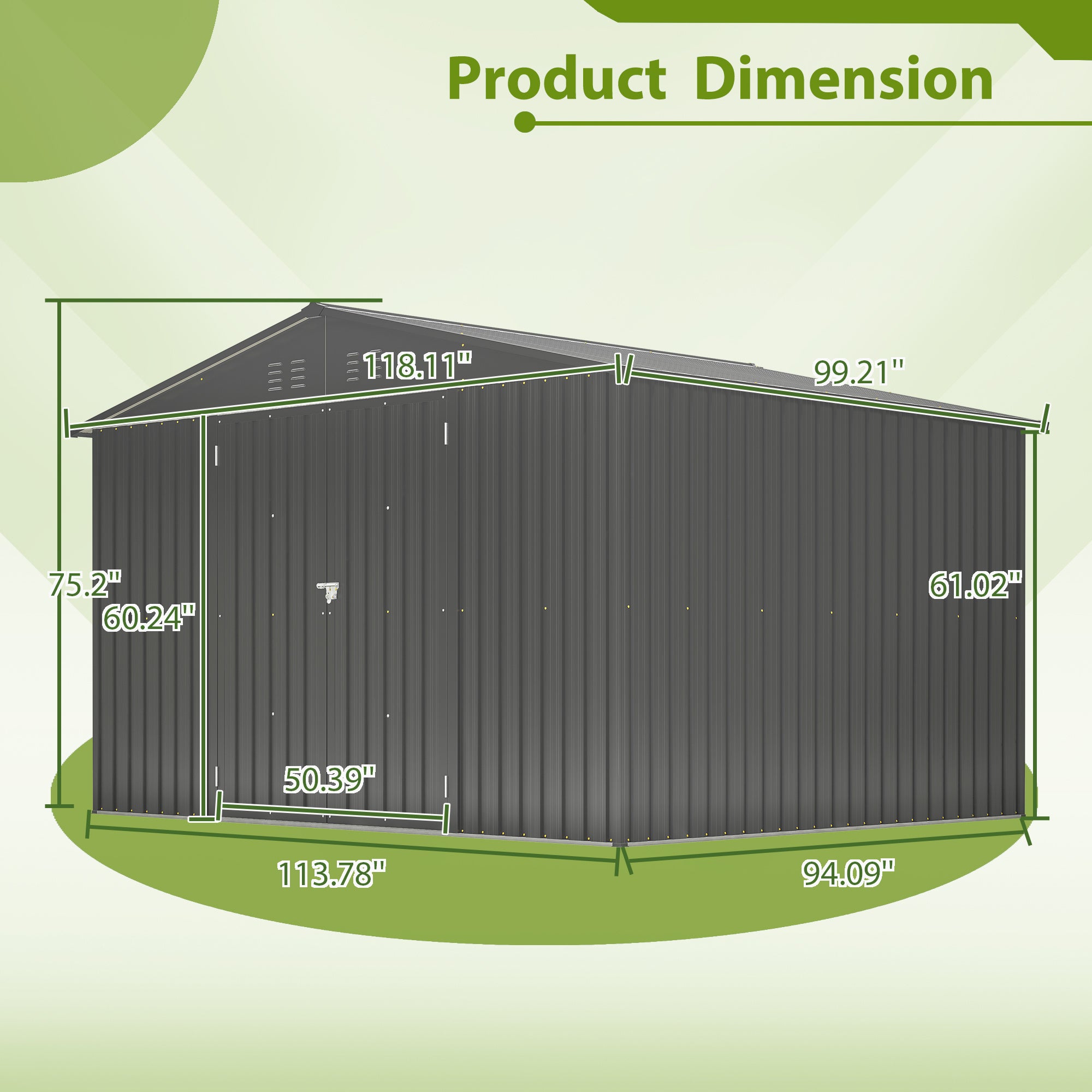 10X8 FT Outdoor Storage Shed, All Weather Metal Sheds With Lockable Doors, Tool Shed For Garden, Patio, Backyard, Lawn, Black - Outdoor Chilling