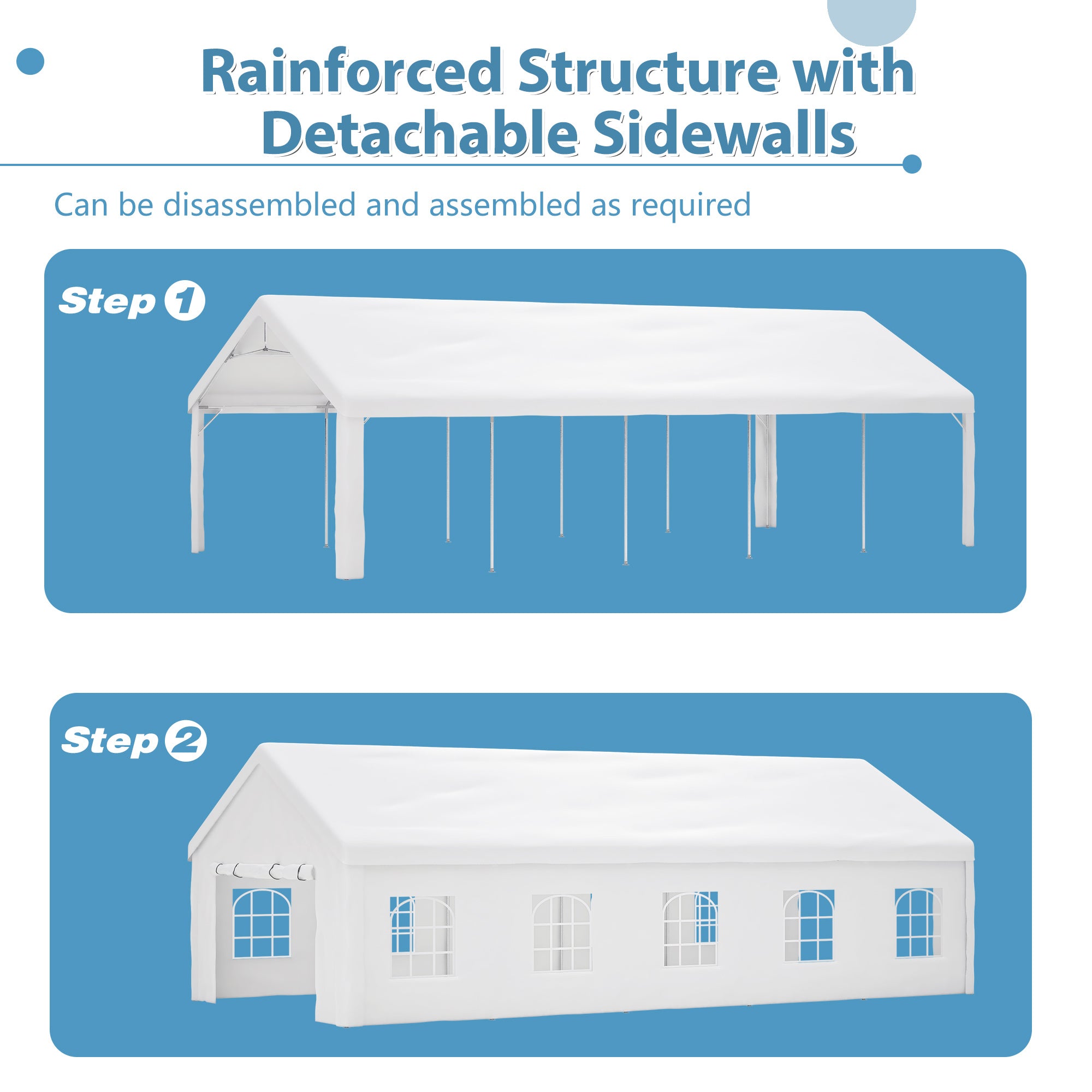 20x20FT Party Tent Heavy Duty, Large Wedding Event Shelters With 2 Storage Bags & Removable Sidewalls, Outdoor Canopy Gazebo Commercial Tents For Parties Carport Camping Garden Patio - Outdoor Chilling