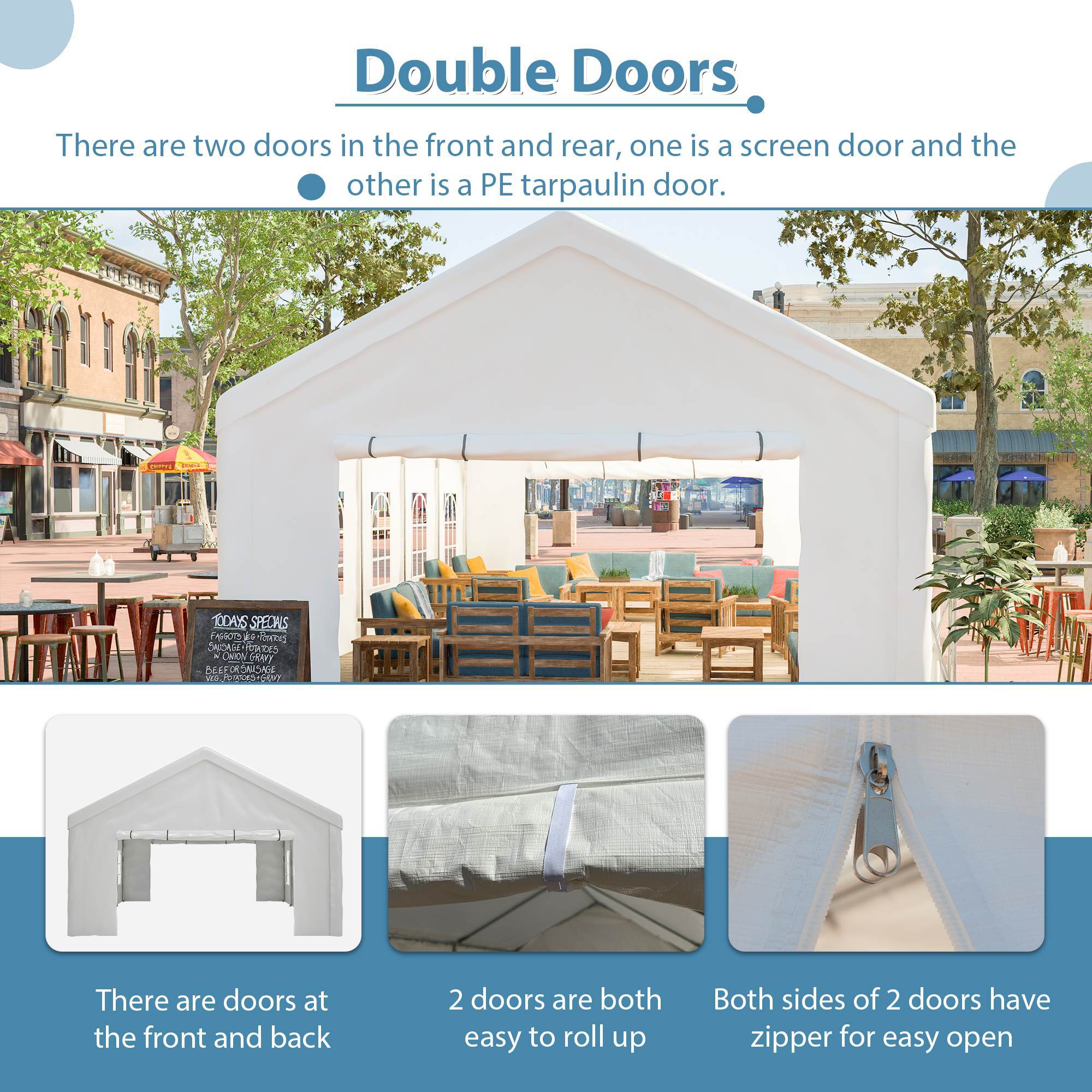 20x20FT Party Tent Heavy Duty, Large Wedding Event Shelters With 2 Storage Bags & Removable Sidewalls, Outdoor Canopy Gazebo Commercial Tents For Parties Carport Camping Garden Patio - Outdoor Chilling