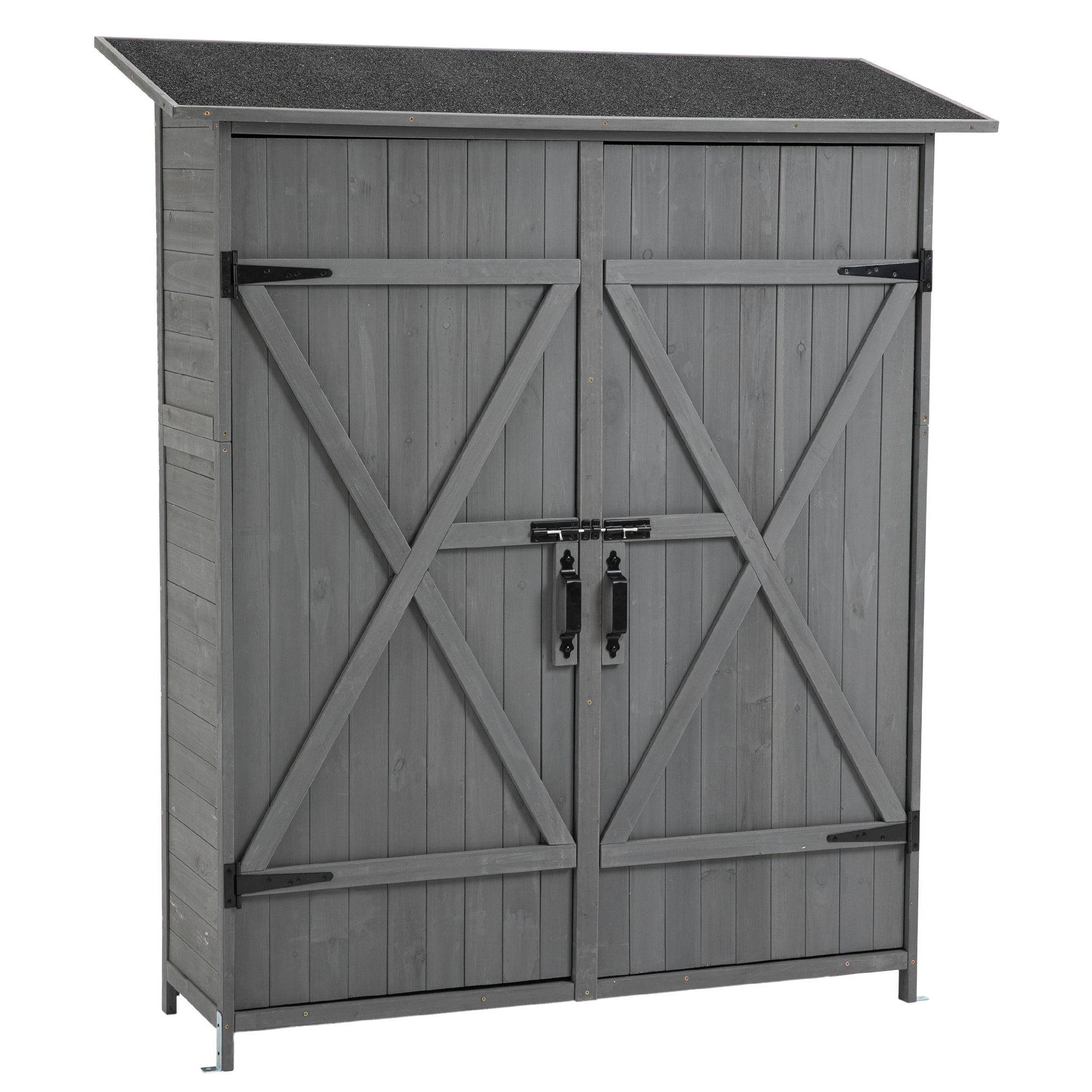 56L X 19.5W X 64H In Outdoor Storage Shed With Lockable Door,Wooden Tool Storage Shed With Detachable Shelves And Pitch Roof - Outdoor Chilling