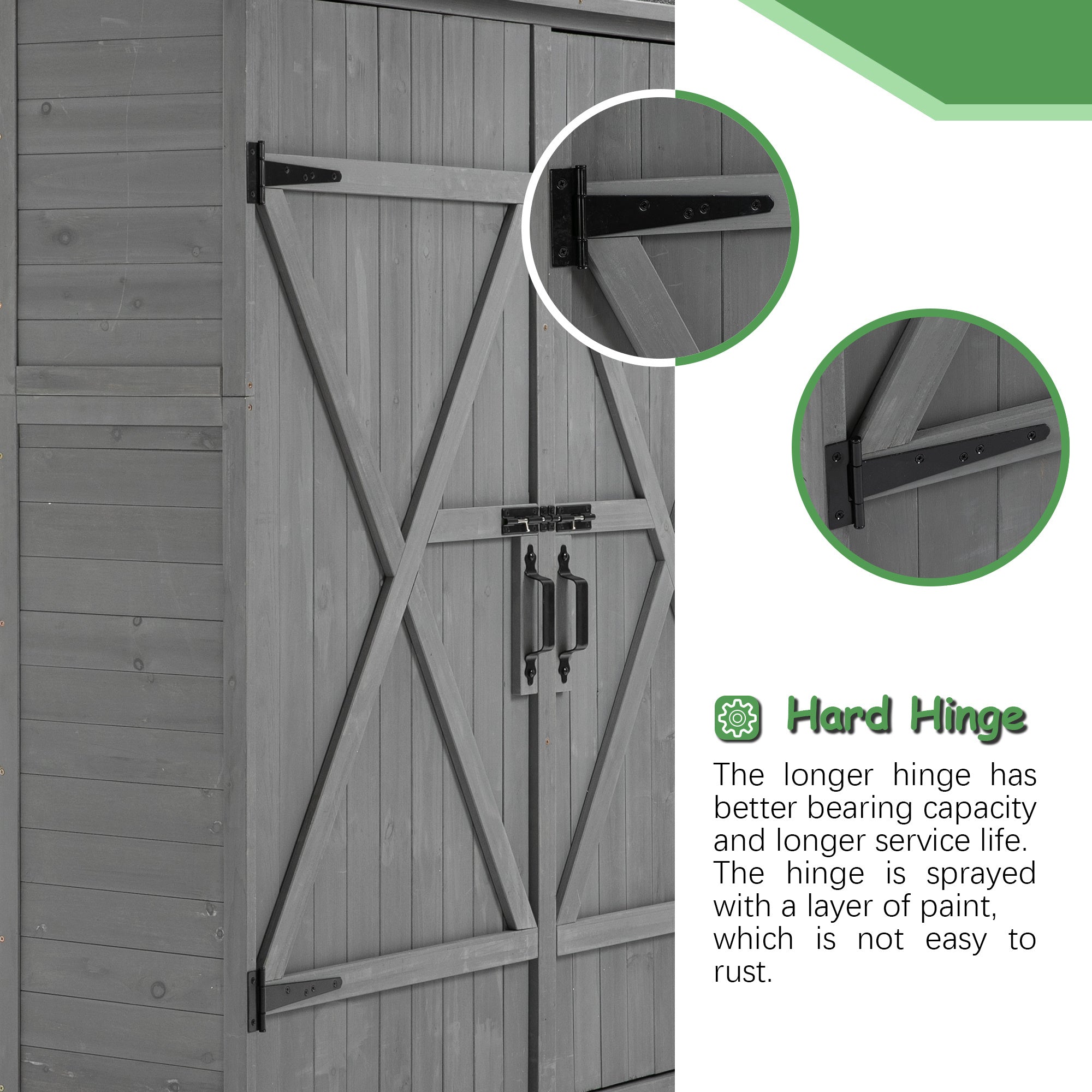 56L X 19.5W X 64H In Outdoor Storage Shed With Lockable Door,Wooden Tool Storage Shed With Detachable Shelves And Pitch Roof - Outdoor Chilling