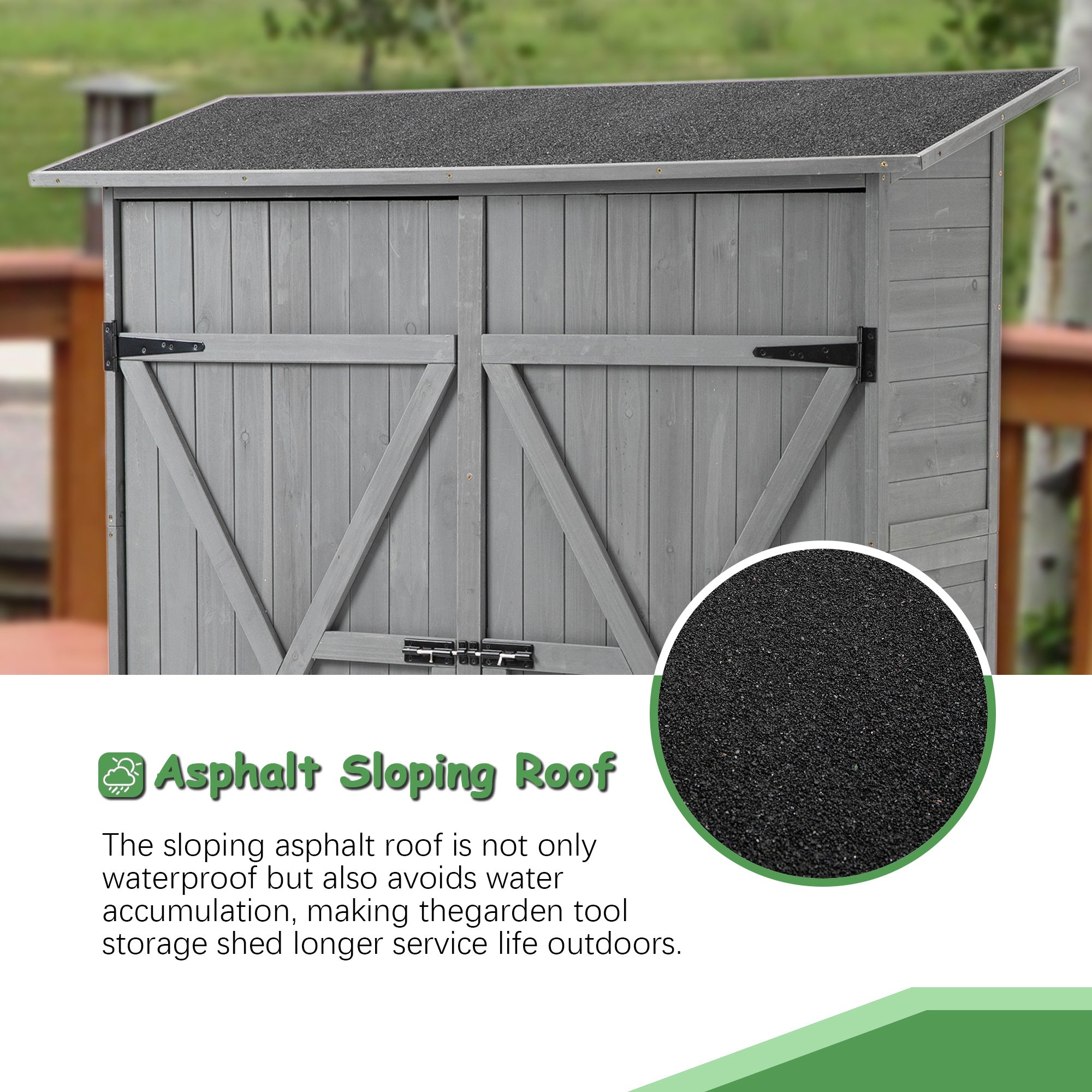 56L X 19.5W X 64H In Outdoor Storage Shed With Lockable Door,Wooden Tool Storage Shed With Detachable Shelves And Pitch Roof - Outdoor Chilling