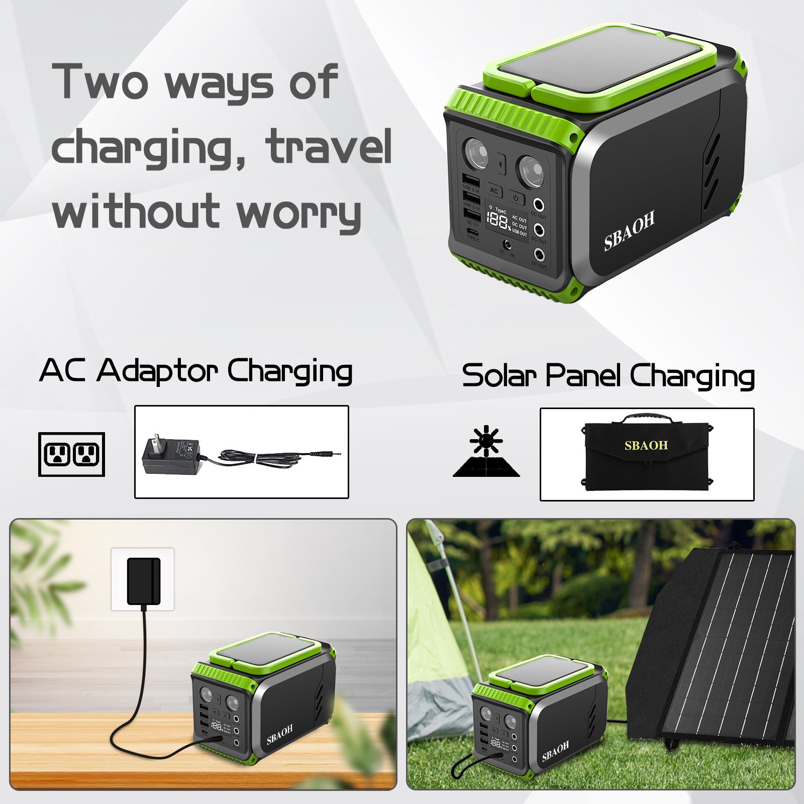 110V Camping Power Station,148Wh 200 W Solar Generator,40000mAh Emergency Power Supply Home Battery Backup For Camping - Outdoor Chilling