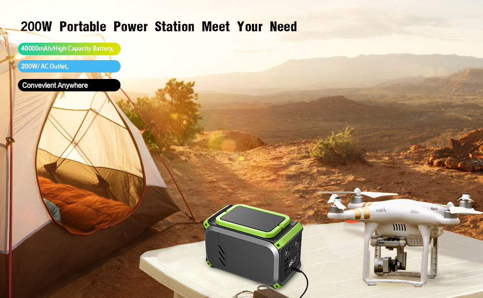 110V Camping Power Station,148Wh 200 W Solar Generator,40000mAh Emergency Power Supply Home Battery Backup For Camping - Outdoor Chilling