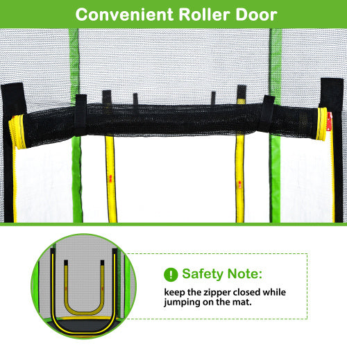 7FT Trampoline For Kids With Safety Enclosure Net, Slide And Ladder, Easy Assembly Round Outdoor Recreational Trampoline