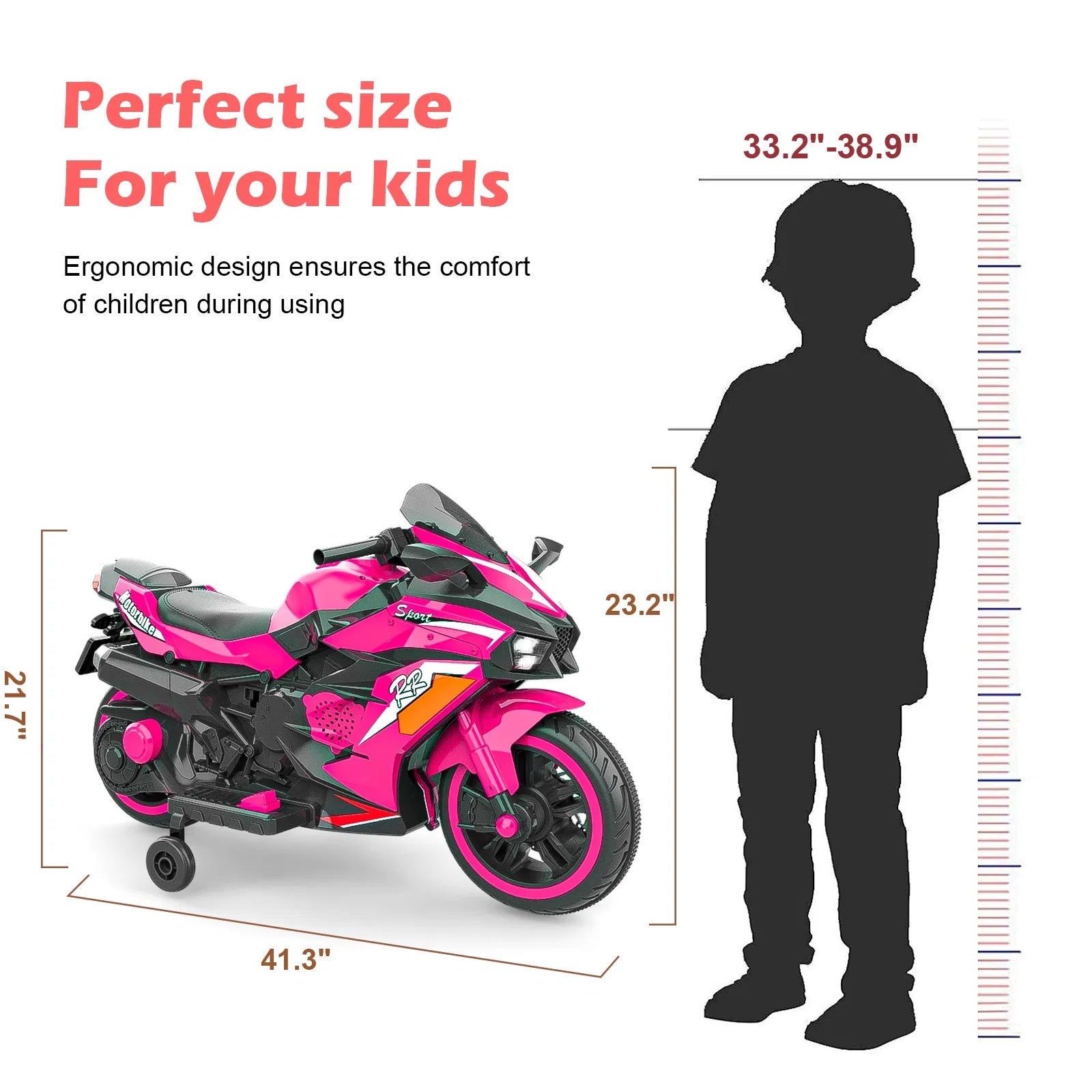 Kids Powered Ride-ons Toy, Kids Motorcycle For 3-6 Years, 12V Electric Ride On Motorcycle With Light Wheel & Bluetooth Music-Pink - Outdoor Chilling