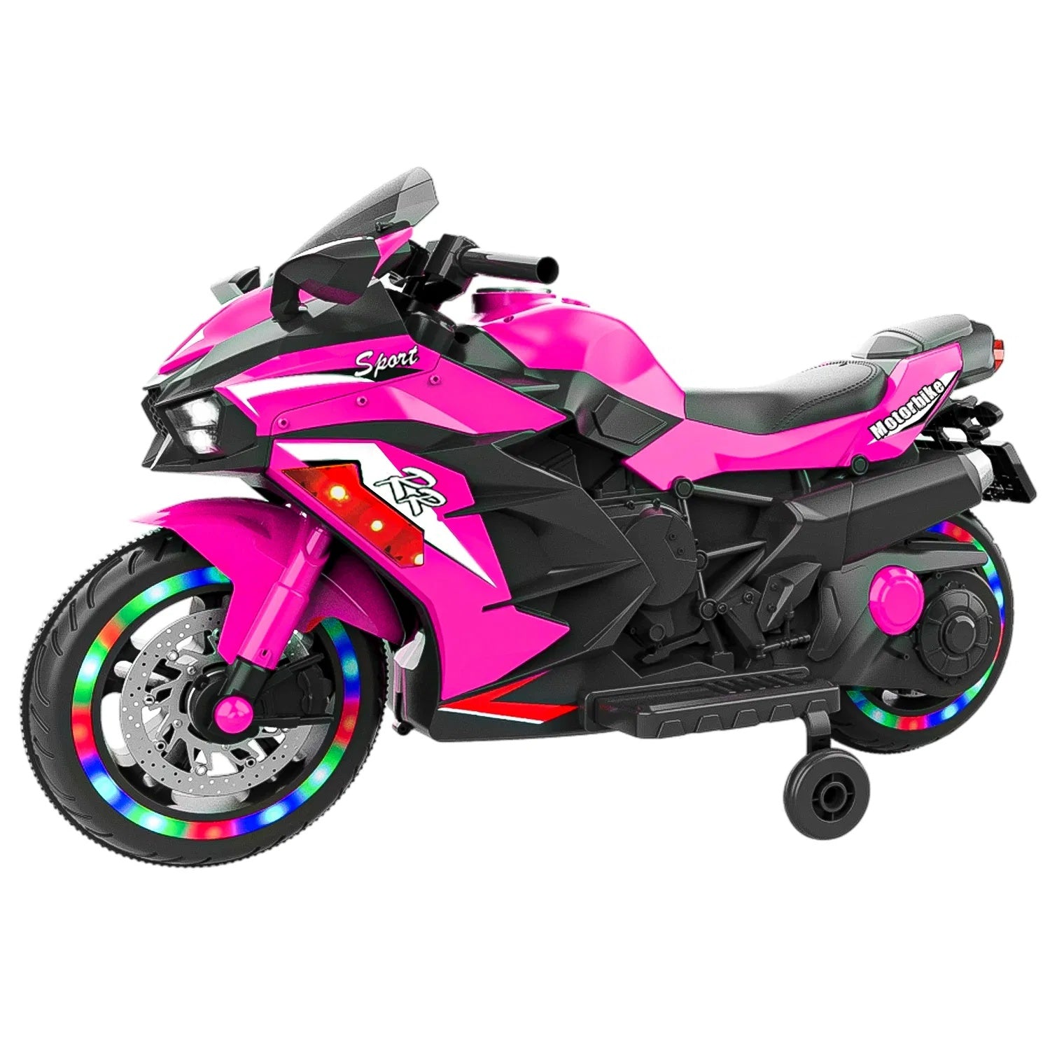 Kids Powered Ride-ons Toy, Kids Motorcycle For 3-6 Years, 12V Electric Ride On Motorcycle With Light Wheel & Bluetooth Music-Pink - Outdoor Chilling