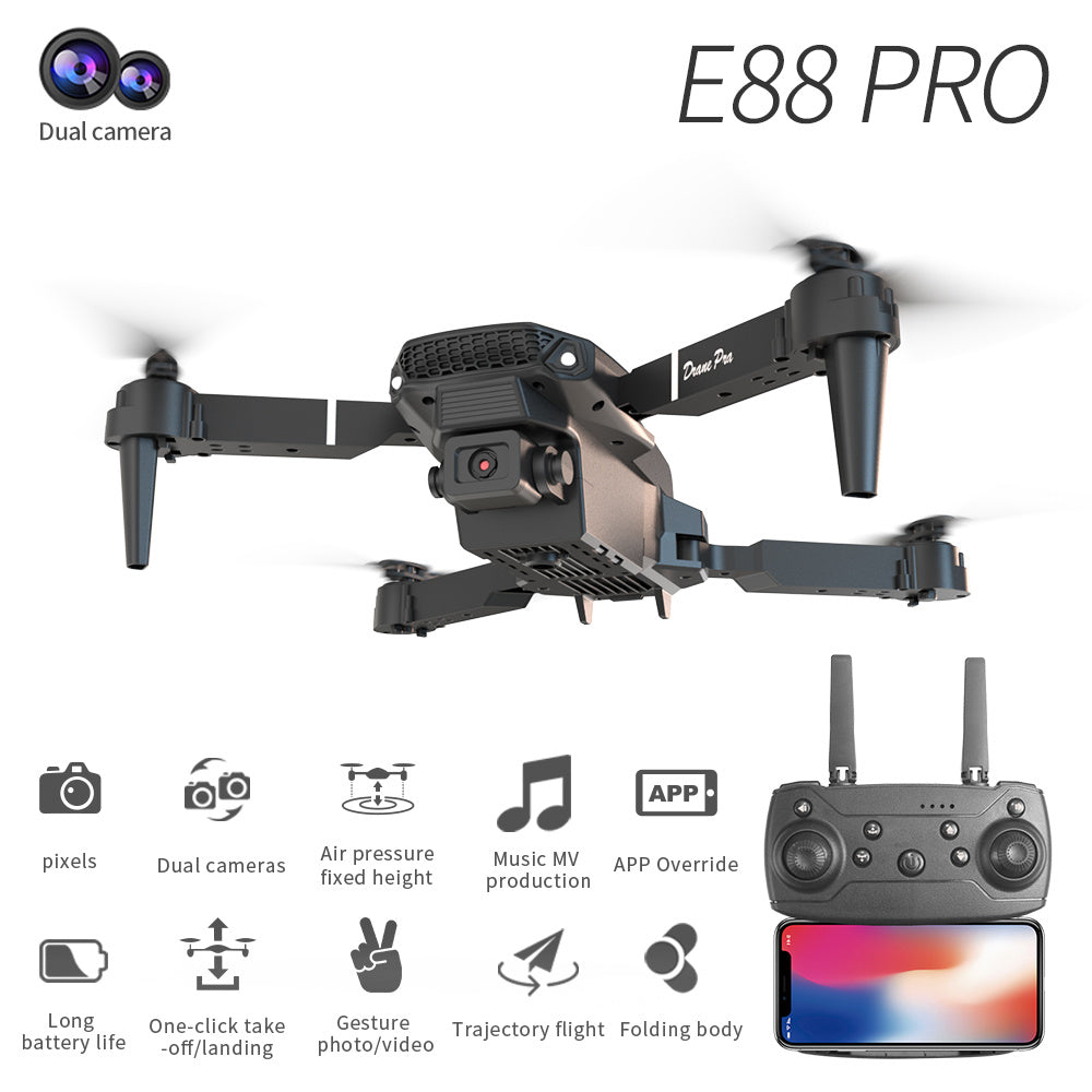 E88 Dual Camera Drone, WiFi FPV Double Folding RC Quadcopter Altitude Hold, Remote Control Toy For Beginners, Ideal Men's Gift For Outdoor Fun, Great For Christmas, Halloween, And Thanksgiving - Outdoor Chilling
