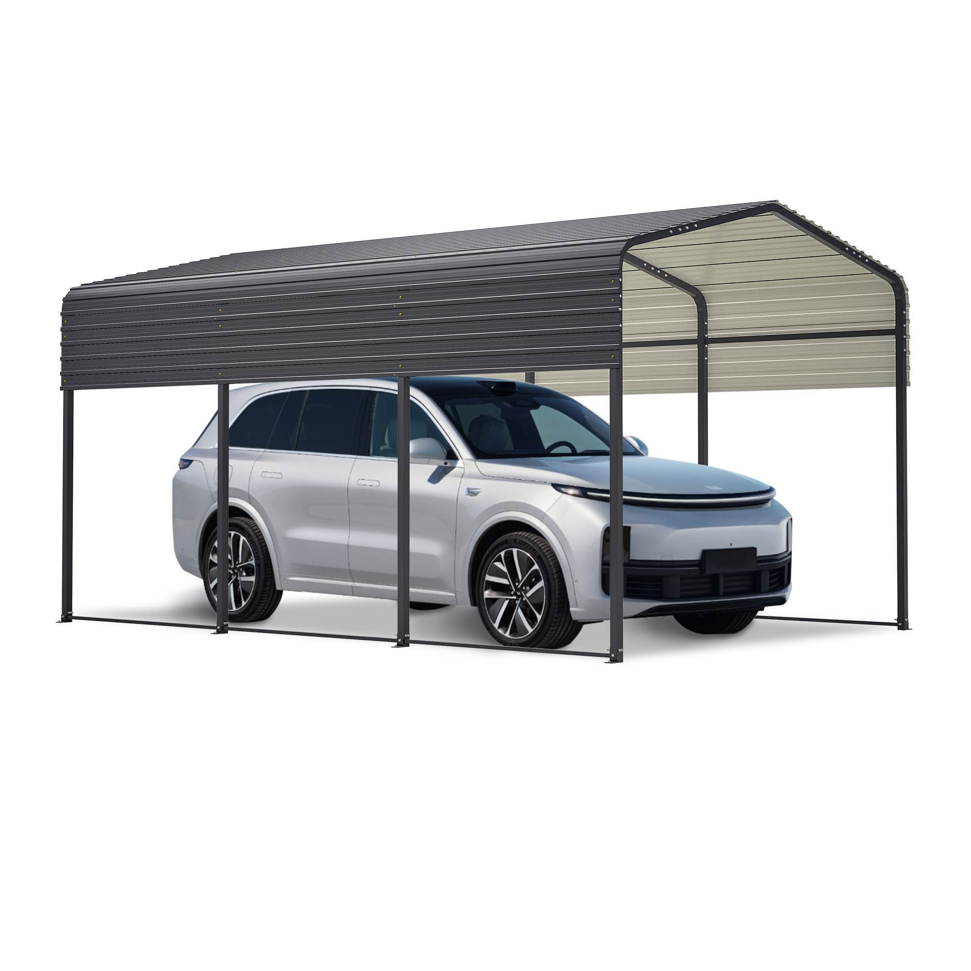 10x15 Ft Metal Carport Carports With Enhanced Base Heavy Duty Garage Outdoor Galvanized Car Shelter For Car, Boats And Truck - Outdoor Chilling