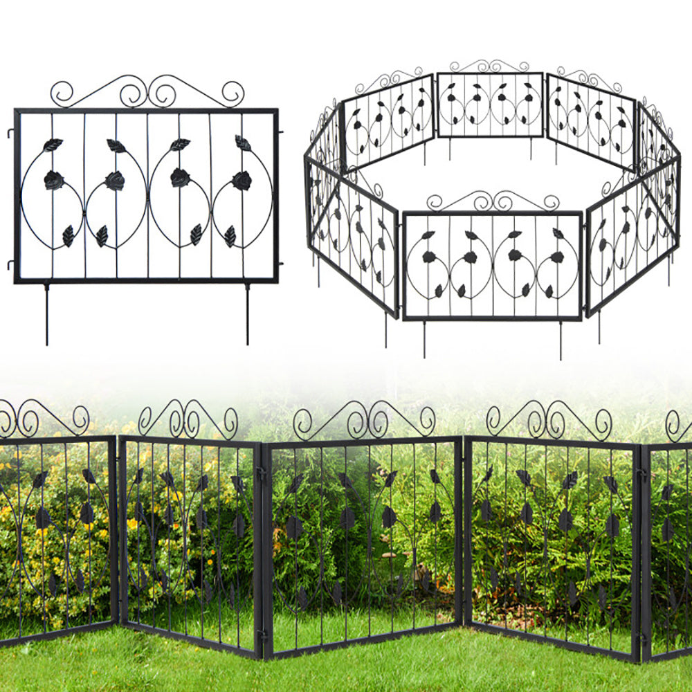 Decorative Garden Fence With 8 Panels Animal Barrier - Outdoor Chilling