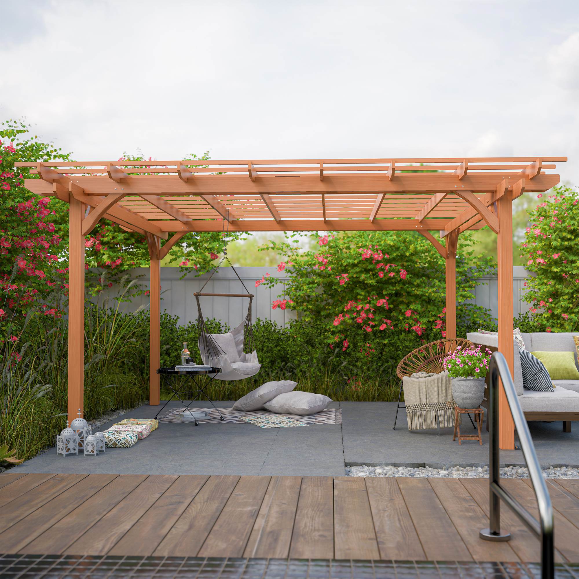 Outdoor Wood Pergola, Wooden Patio Pergola Gazebo For Climbing Plant Support, Garden, Brown - Outdoor Chilling