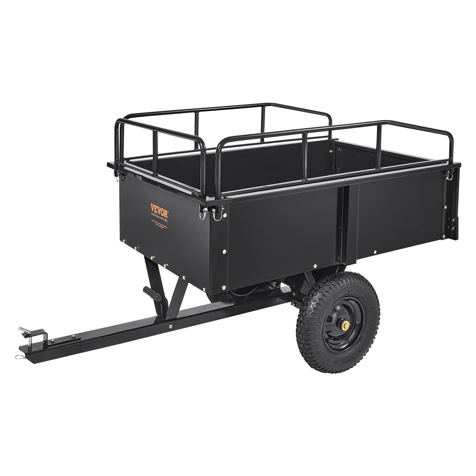 VEVOR Heavy Duty ATV Trailer Steel Dump Cart, 750-Pound 15 Cubic Feet, Garden Utility Trailer With Removable Sides For Riding Lawn Mower Tractor - Outdoor Chilling