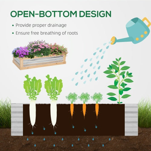 Outsunny Raised Garden Bed With Polycarbonate Greenhouse, Wooden Garden Cold Frame Greenhouse, Flower Planter Protection, 48 X 24 X 32, Natural - Outdoor Chilling