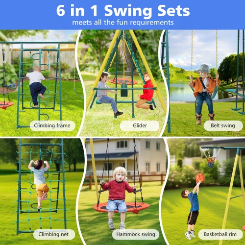 Indoor Outdoor Metal Swing Set With Safety Belt - Outdoor Chilling