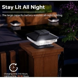 4 Pack Solar Outdoor Post Pap Lights Cold White IP65 Waterproof For 4x4 5x5 6x6 Wooden Posts In Garden Decor - Outdoor Chilling