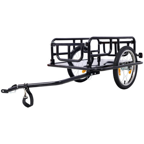 Foldable Bike Cargo Trailer With Universal Bike Hitch, Bicycle Wagon Trailer With 16 Wheels Reflectors, Large Loading Bike Trailer Storage Cart - Outdoor Chilling