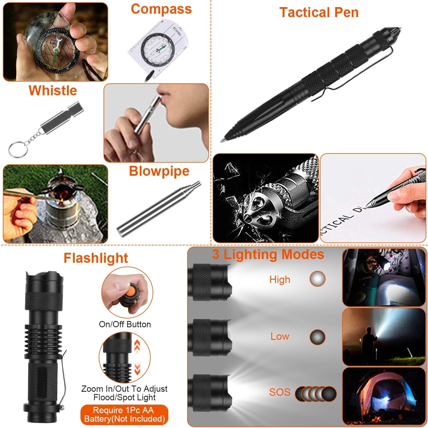 125Pcs Survival Kits Professional Emergency Survival Gear Tactical First Aid Kit Supplies For Outdoor Adventure Camping Hiking Hunting - Outdoor Chilling