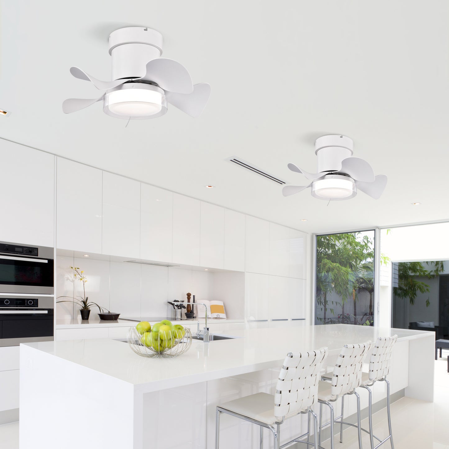 21 Inch Ceiling Fan With 3 Color Temperatures Light And Remote Control DC Motor Powerful And Low Noise Small Space Ceiling Fan For Kitchen Bedroom Dining Room Toilet Patio Matte White