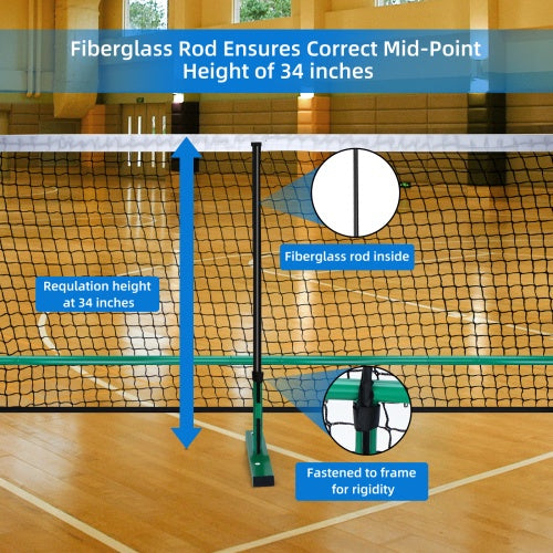 22 FT Pickleball Net, Steady Metal Frame,Easy Setup For All-Weather Resistant Play In Backyards,Outdoor Indoor Driveways And Garages - Outdoor Chilling