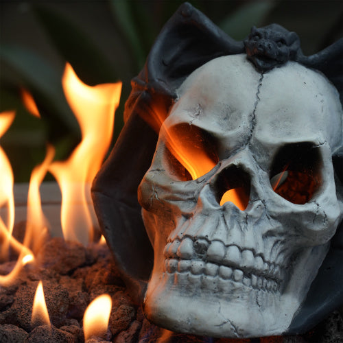 Fire Pit Demon Skull Gas Log For Ventless Vent Free, Propane, Gel, Ethanol, Electric, Outdoor Fireplace And Fire Pit, Halloween Decor - Patent Pending