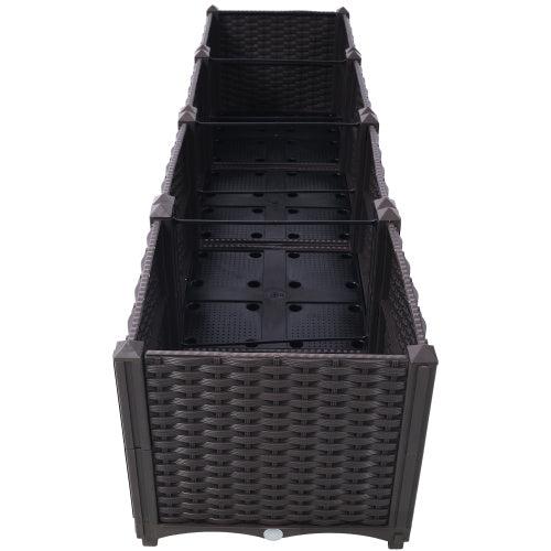 Deep Raised Garden Bed Plastic Planter Boxes For Vegetables Flowers Herbs And Succulents, Self-Watering Planter Box Raised Bed To Grow Flowers, Herbs & Vegetables, 63 L X 15.7D X 14.7 H