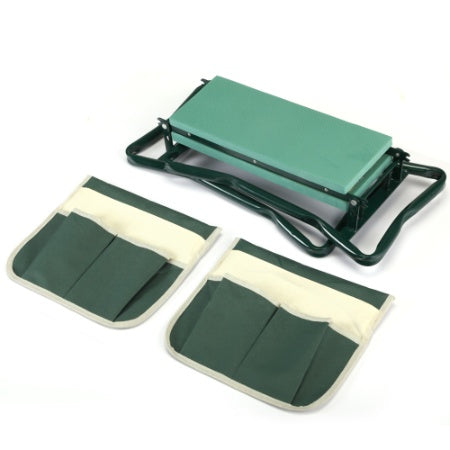 Outdoor 2-in-1 Garden Stool And Kneeler, Garden Bench With Tool Bags, Kneeling Pad, Gift For Parent, Portable, Green - Outdoor Chilling