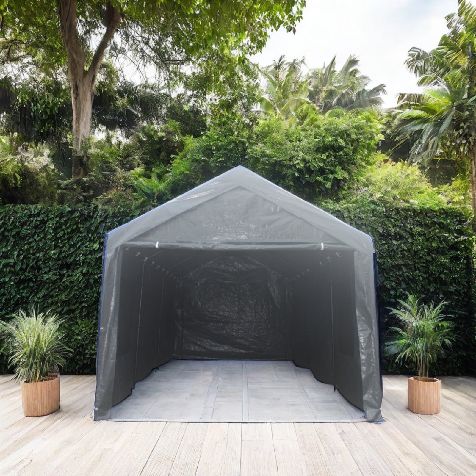 10x20ft Gazebo Party Tent Heavy Duty Canopy Carport Outdoor Portable Garage Grey - Outdoor Chilling