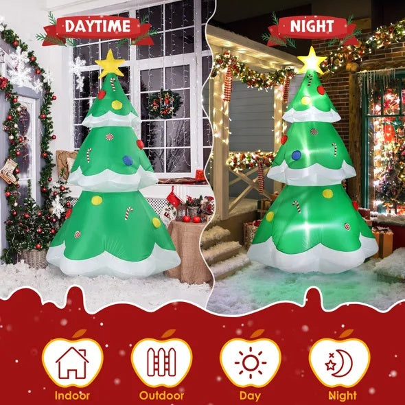 6.9 FT Lighted Christmas Inflatable Decoration, Inflatable Christmas Tree, Blow Up Yard Decorations With Built-in LED Lights For Holiday Party Front Yard Lawn Garden Decor - Outdoor Chilling