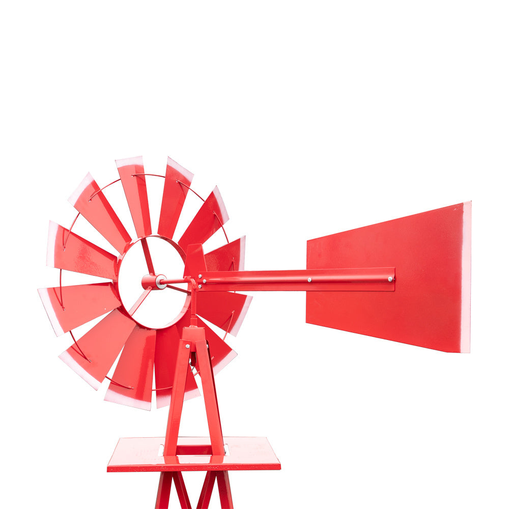8FT Weather Resistant Yard Garden Windmill Red - Outdoor Chilling