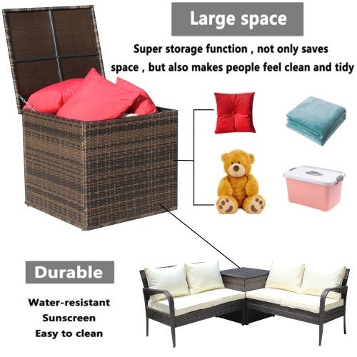 Wicker Patio Furniture Storage Box - Outdoor Chilling