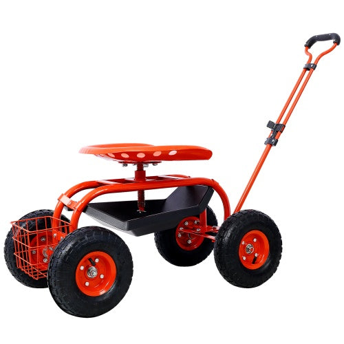 Rolling Garden Scooter Garden Cart Seat With Wheels And Tool Tray, 360 Swivel Seat, (Red, blue, or green). - Outdoor Chilling