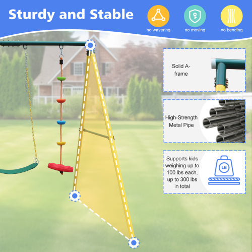 Indoor Outdoor Metal Swing Set With Safety Belt For - Outdoor Chilling