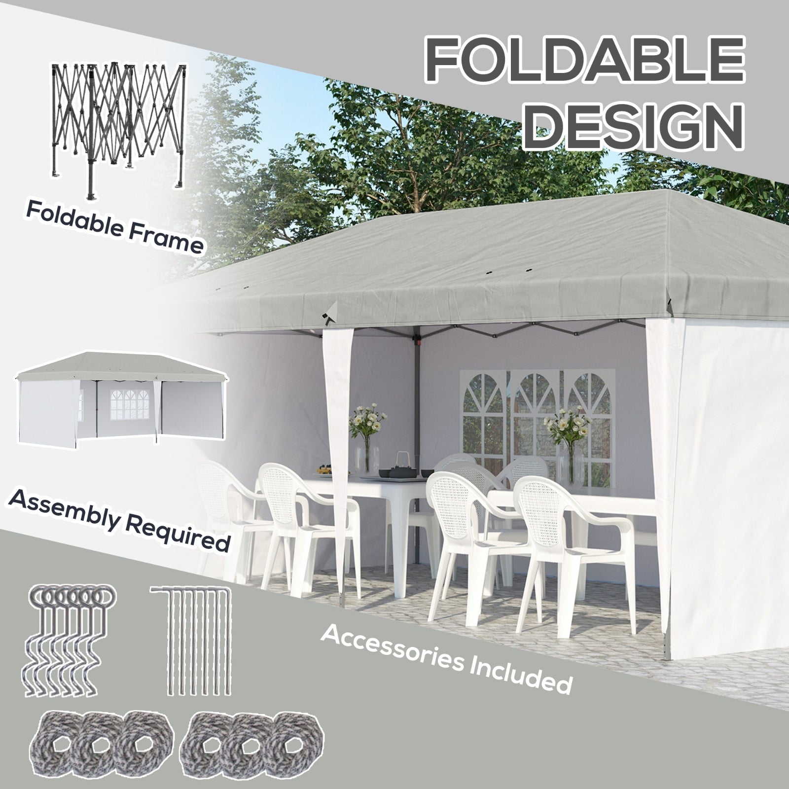 Outsunny 10' X 20' Pop Up Canopy Tent With 4 Sidewalls, Heavy Duty Tents For Parties, Outdoor Instan - Outdoor Chilling