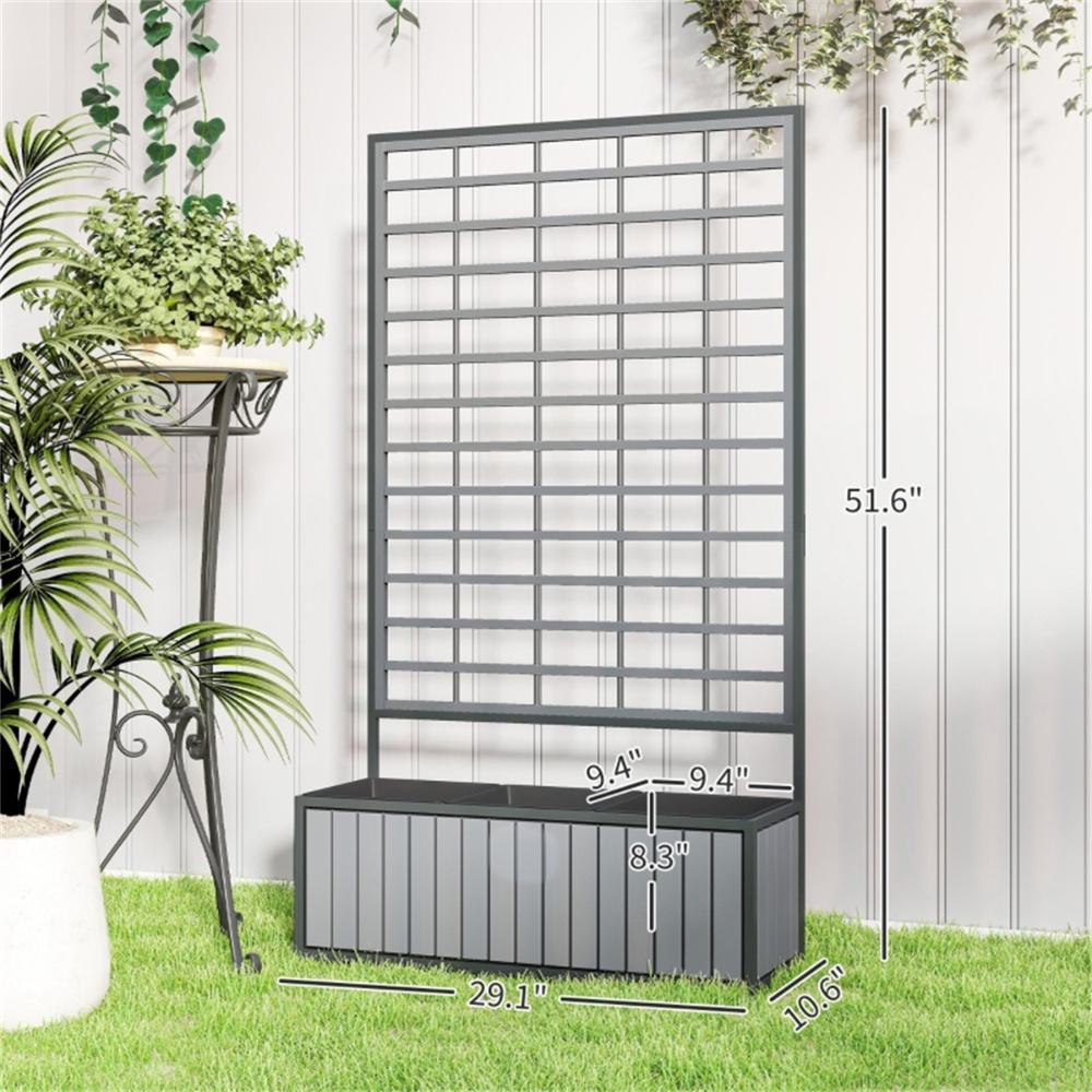 Wooden Raised Garden Bed With Trellis, Removable Pots-Gray - Outdoor Chilling