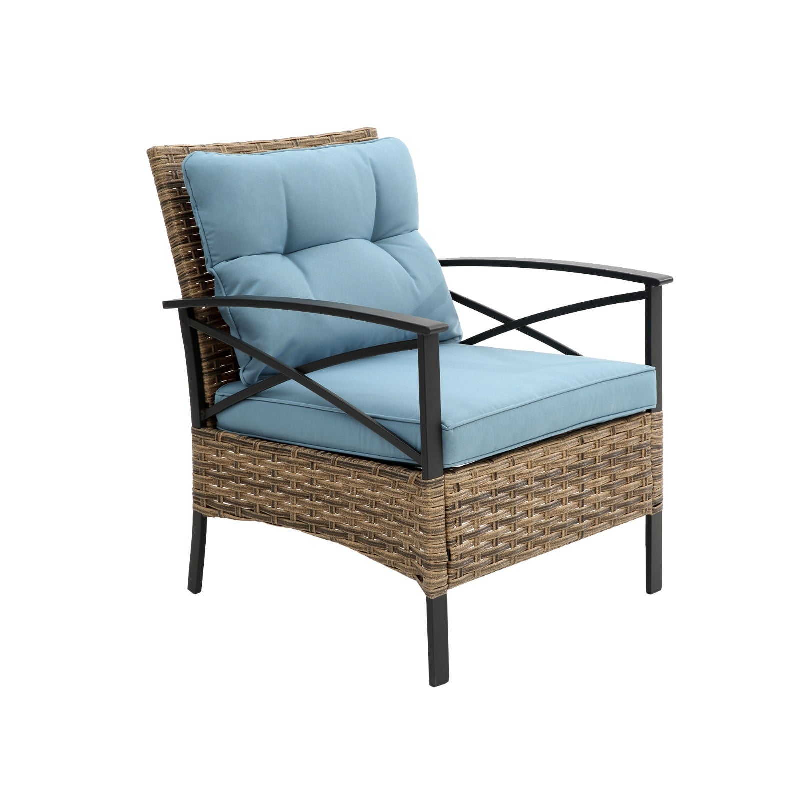 4-Piece Patio Sectional Low Dining Sofa Set - KD Rattan Wicker Outdoor Furniture - Outdoor Chilling