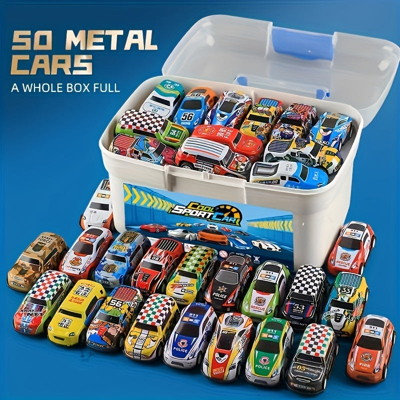 A 50-piece Alloy Toy Car Set With A Storage Box And A Foldable Play Mat, As Well As A Wide Variety Of Combinations, Perfect As An Educational And Entertaining Gift For Children Aged 3 And Up - Outdoor Chilling