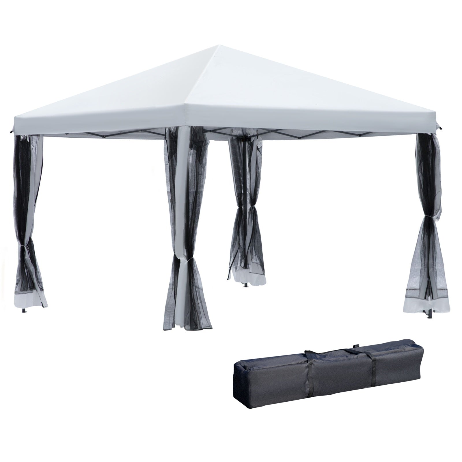 10' X 10' Pop Up Canopy Tent With Netting, Instant Gazebo, Ez Up Screen House Room With Carry Bag, H - Outdoor Chilling